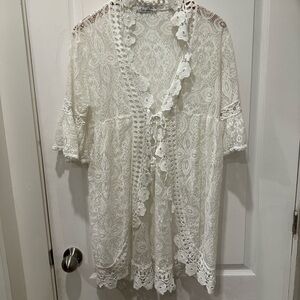 Italian White Lace Kimono Cardigan